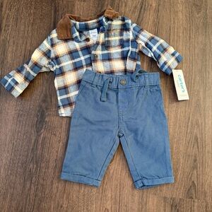 Carter's Blue Plaid Shirt and Pants Outfit